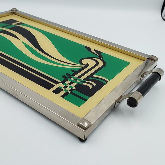 1930s Atonishing Green and Black Art Deco Tray. Made in USA - Picture 8 of 9